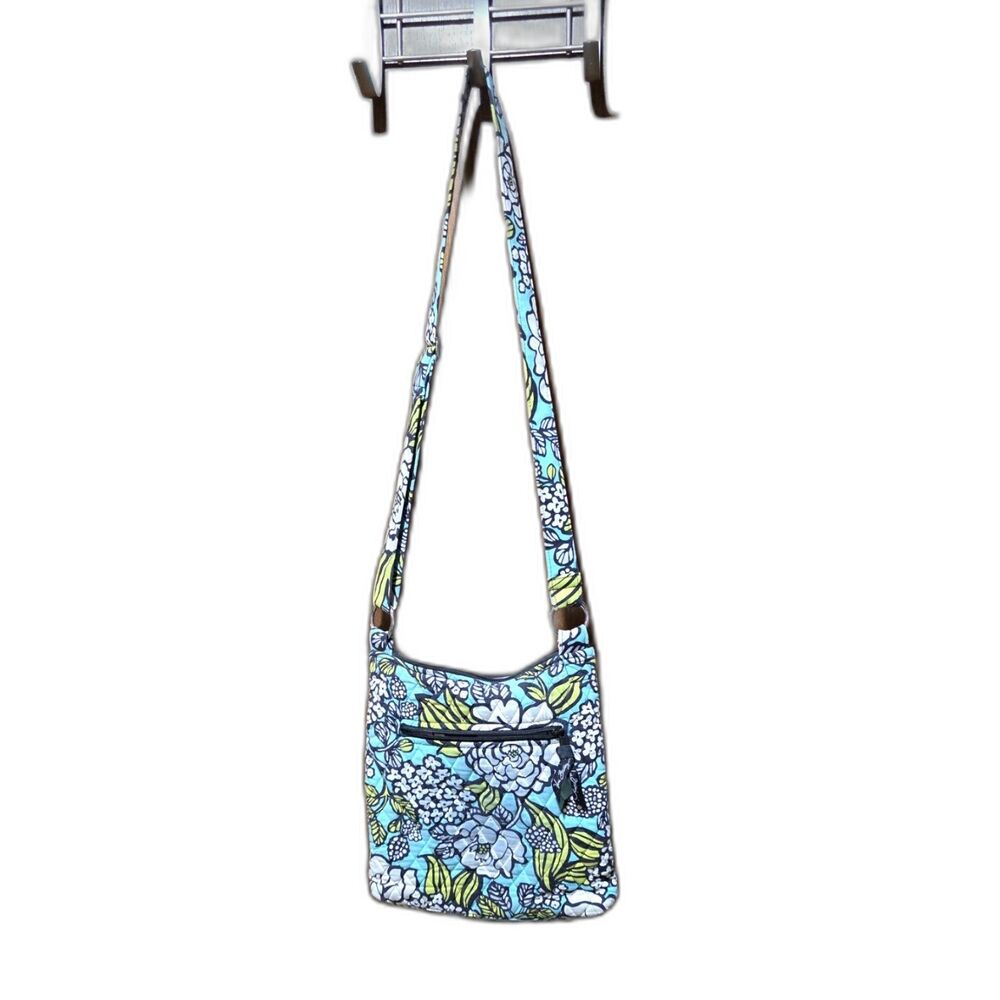 Vera Bradley Blue Floral Crossbody Shoulder Bag Quilted Adjustable Strap